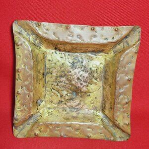 Vintage Copper Brass Footed Ashtray Patina